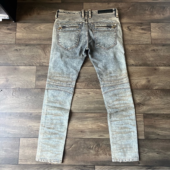 Rock Revival Men's Moto Elliot Distressed Slim Straight Jeans Size 32x32 - Picture 7 of 11